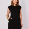 Vestido Feminino Curto Com Bolso Manga Japonesa Elegante Moda Confortável